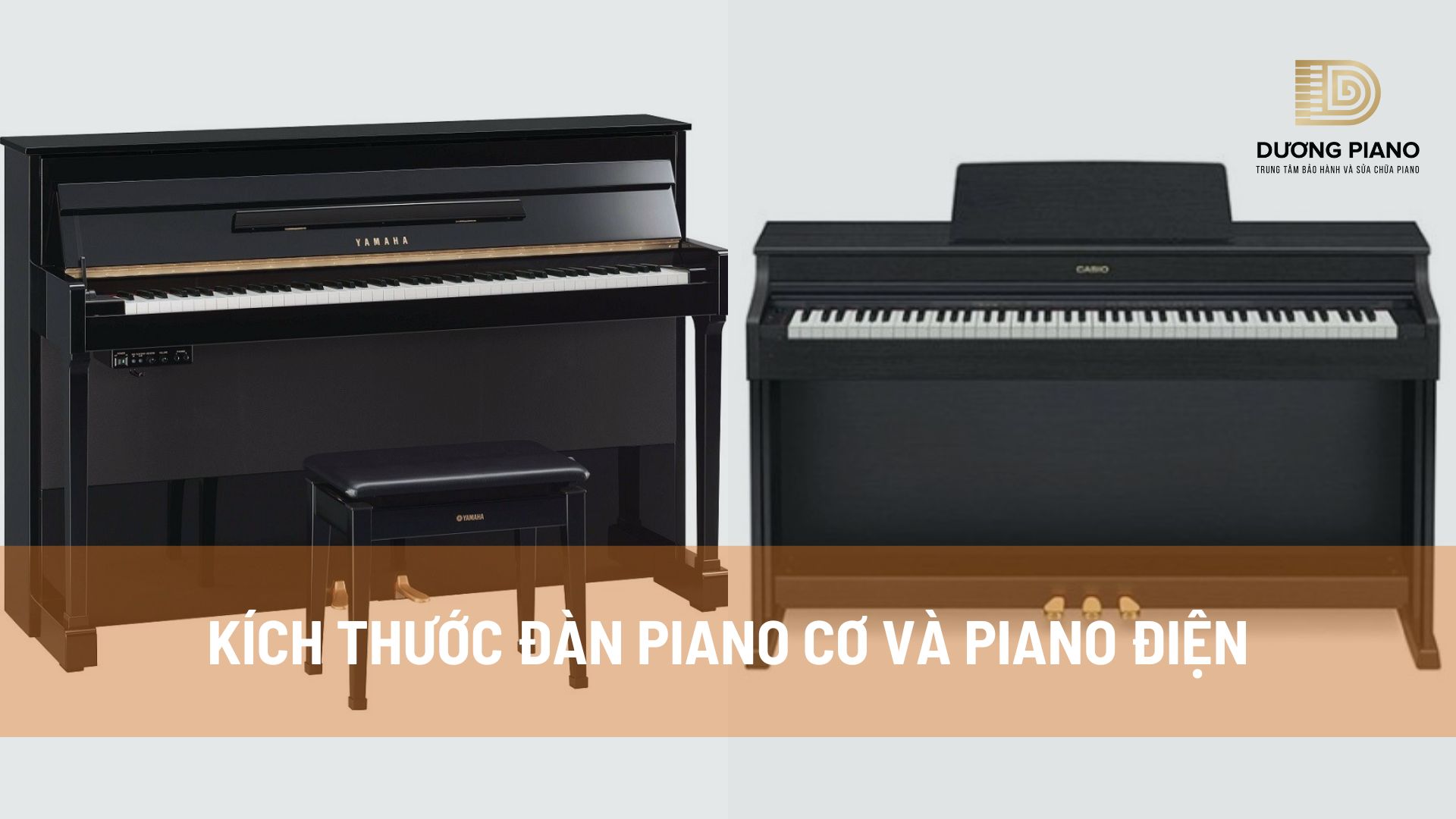 Kích thước đàn piano cơ và piano điện
